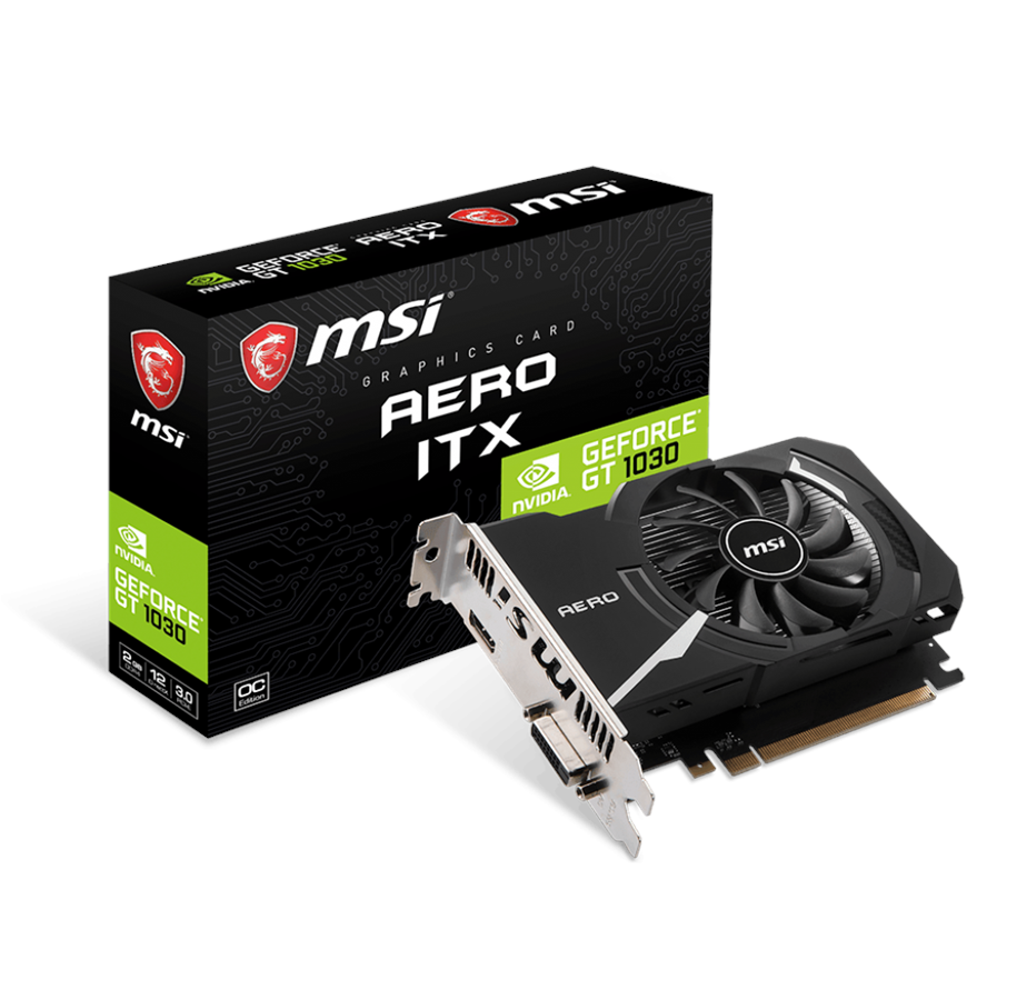 Grafikkort - MSI GeForce GT 1030 AERO ITX OC - 2GB DDR4 SDRAM - Grafikkort - GT 1030 AERO ITX 2GD4 OC