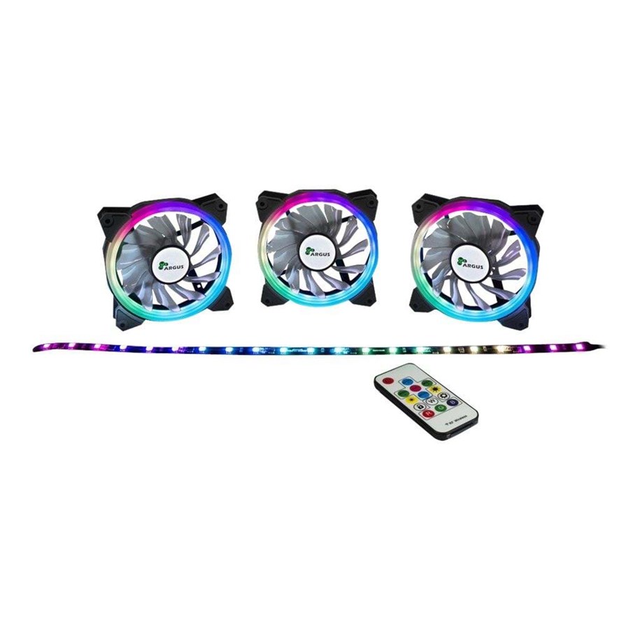 Kabinet Køler - Inter-Tech Argus RGB-Fan Set RS03 - Kabinet køler - 120mm - Sort - 88885429