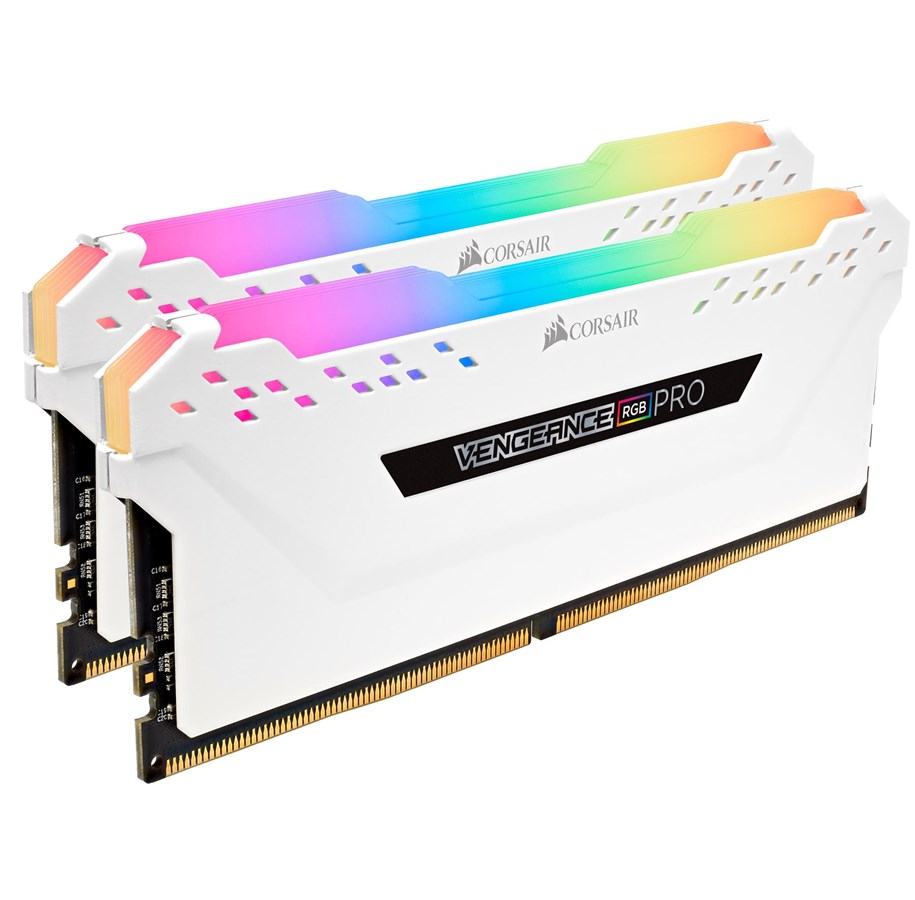 RAM - Corsair Vengeance RGB PRO DDR4-3600 - 16GB - CL18 - Dual Channel (2 pcs) - AMD Optimized & Intel XMP - Hvid med RGB - CMW16GX4M2C3600C18W