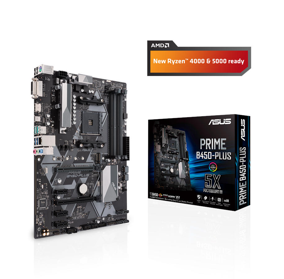Bundkort - ASUS PRIME B450-PLUS Bundkort - AMD B450 - AMD AM4 socket - DDR4 RAM - ATX - 90MB0YN0-M0EAY0
