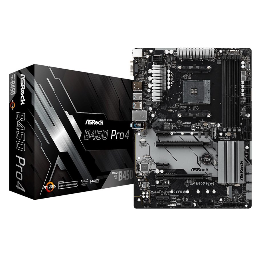 Bundkort - ASRock B450 Pro4 Bundkort - AMD B450 - AMD AM4 - DDR4 RAM - ATX - 90-MXB8B0-A0UAYZ