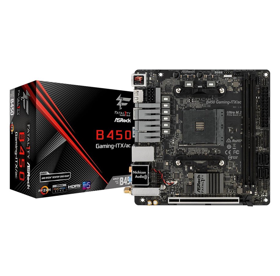 Bundkort - ASRock Fatal1ty B450 Gaming-ITX/ac Bundkort - AMD B450 - AMD AM4 socket - DDR4 RAM - Mini-ITX - 90-MXB870-A0UAYZ