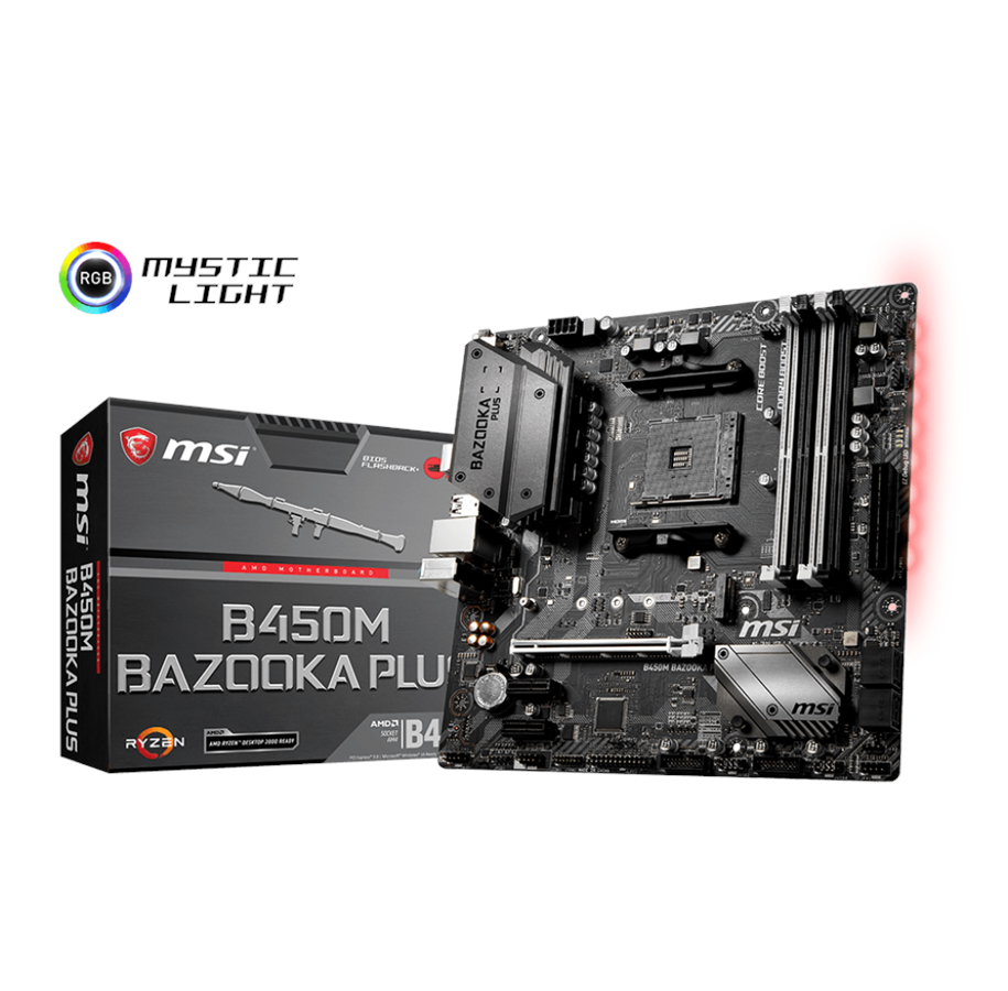Bundkort - MSI B450M BAZOOKA PLUS Bundkort - AMD B450 - AMD AM4 socket - DDR4 RAM - Micro-ATX - B450M BAZOOKA PLUS