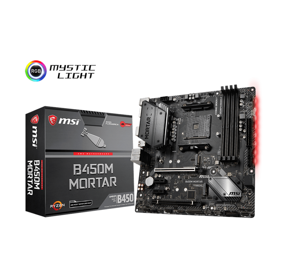 Bundkort - MSI B450M MORTAR Bundkort - AMD B450 - AMD AM4 socket - DDR4 RAM - Micro-ATX - B450M MORTAR