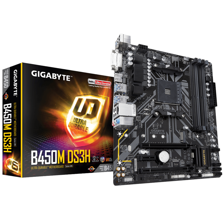 Bundkort - GIGABYTE B450M DS3H Bundkort - AMD B450 - AMD AM4 socket - DDR4 RAM - Micro-ATX - B450M DS3H