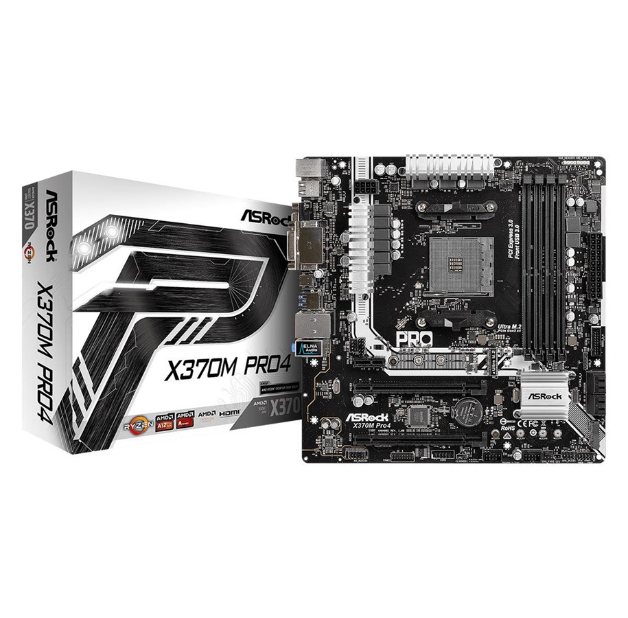 Bundkort - ASRock X370M Pro4 Bundkort - AMD X370 - AMD AM4 socket - DDR4 RAM - Micro-ATX - X370M PRO4