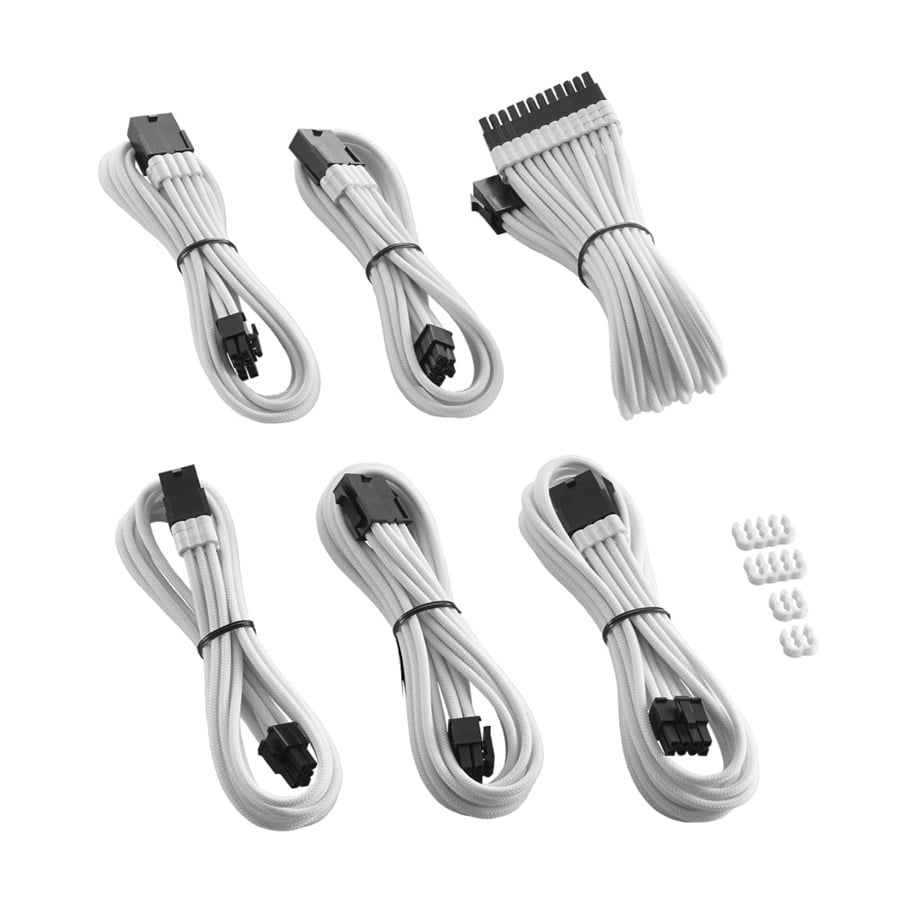 Strømkabel (ekstern) - CableMod PRO ModMesh Cable Extension Kit - White - CM-PCAB-BKIT-NKW-3PW-R