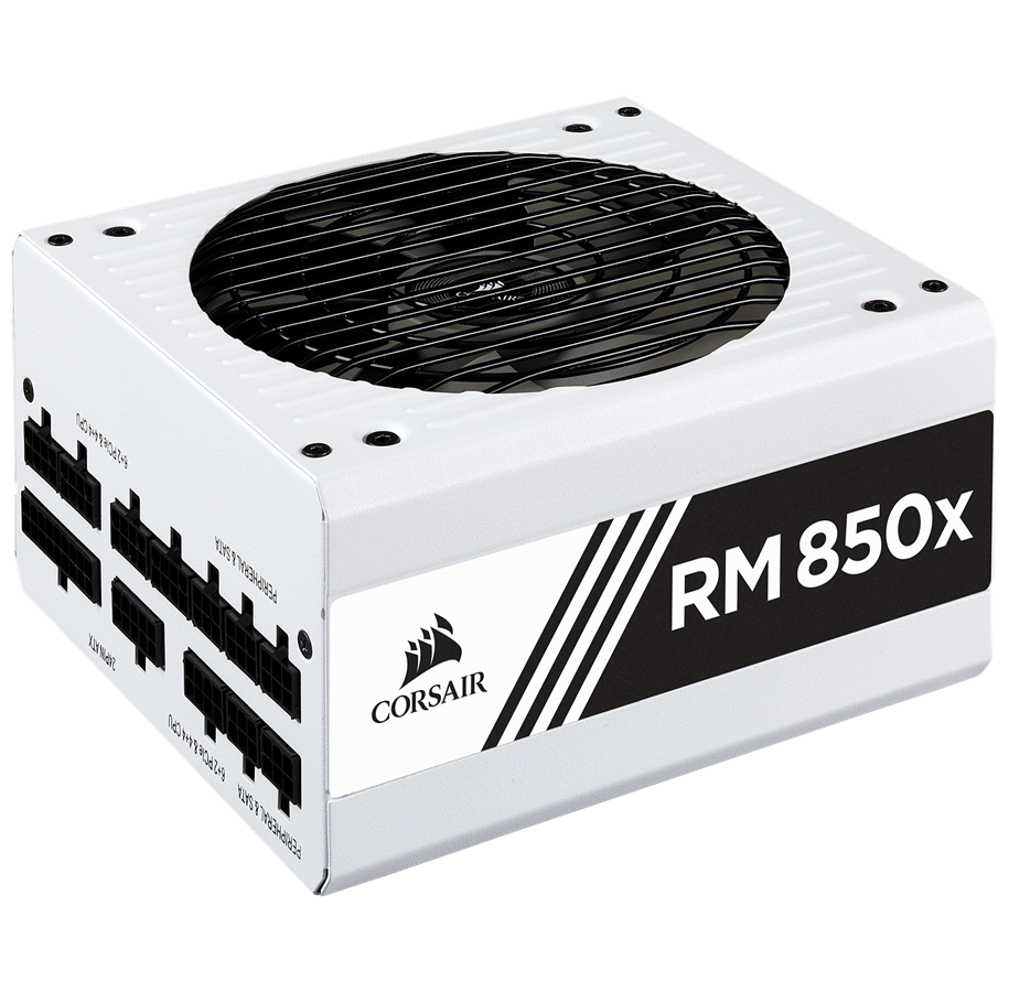 Strømforsyning - Corsair RM850x White v2 (2018) Strømforsyning - 850 Watt - 135 mm - ATX - 80 Plus Gold certified - CP-9020188-EU