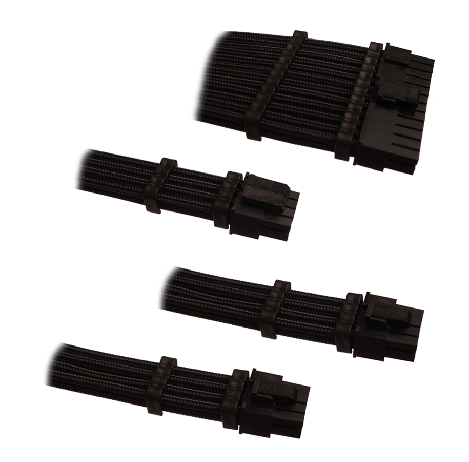Strømkabel (intern) - DUTZO Sleeved Power Extension Cable Kit - Sort - DSC-PCE30CMBLK