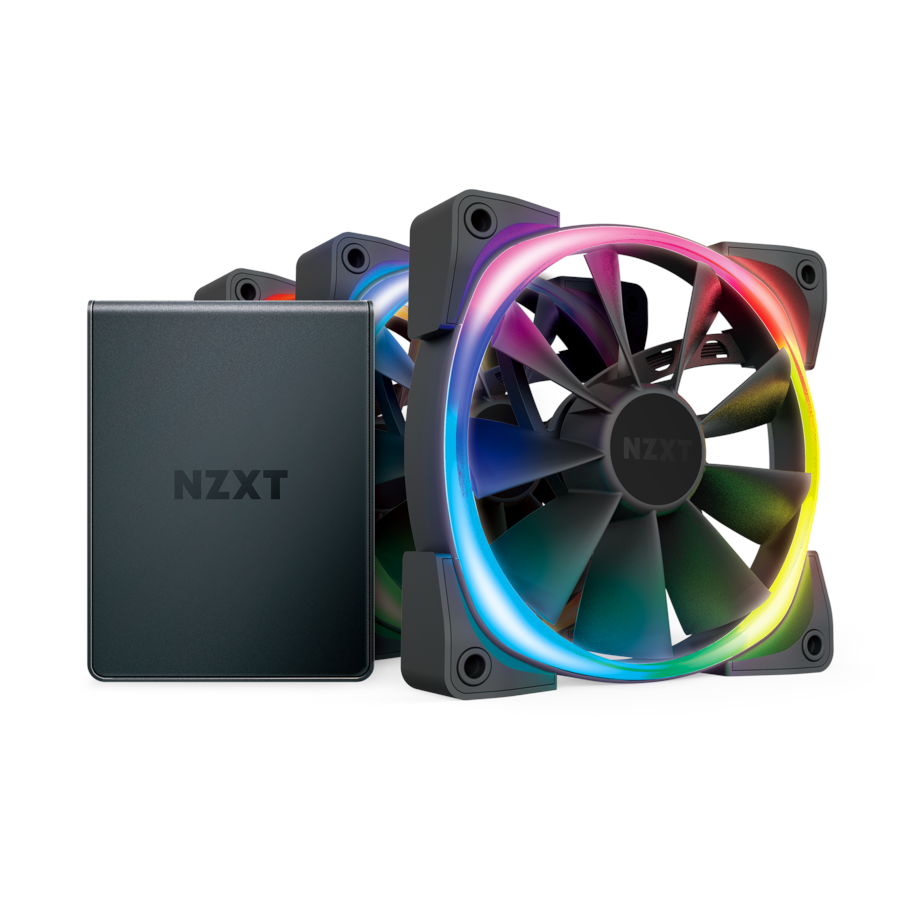 Kabinet Køler - NZXT Aer RGB 2 120mm - Triple Starter Kit - Kabinet køler - 120mm - Sort med RGB LED lys - 33 dBA - HF-2812C-T1
