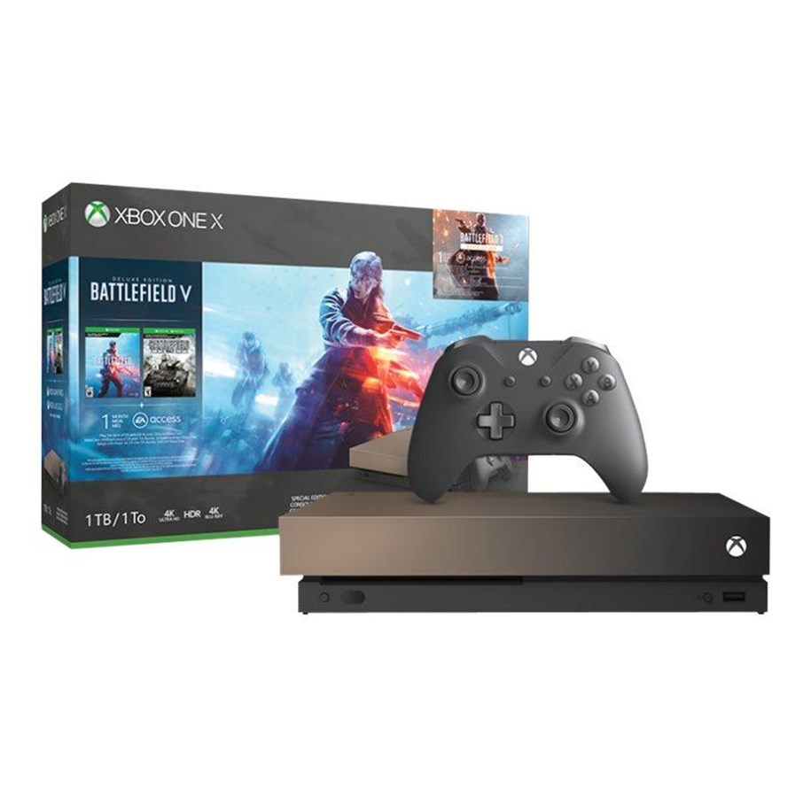 Spillekonsol - Microsoft Xbox One X - 1TB - Gold Rush Special Edition (Battlefield V Deluxe Edition) - FMP-00031