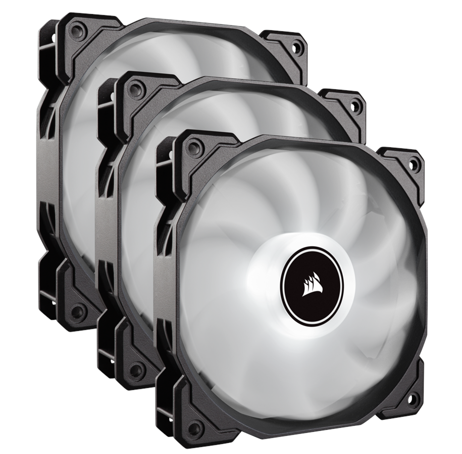 Kabinet Køler - Corsair AF120 LED Quiet 3-pack (2018) - White - Kabinet køler - 120mm - Sort med hvidt LED lys - 26 dBA *DEMO* - CO-9050082-WW