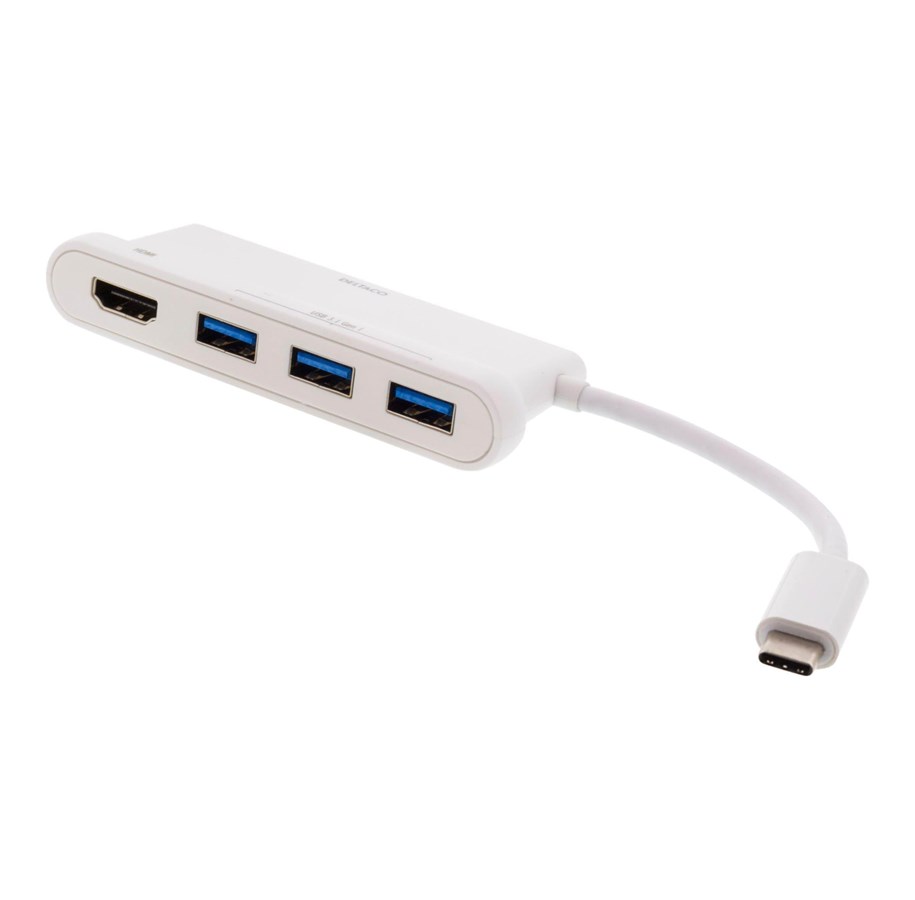 Dockingstation - Deltaco USB-C hub 1x HDMI 4K at 30Hz 3x USB-A 3. - CAUC23U3HD