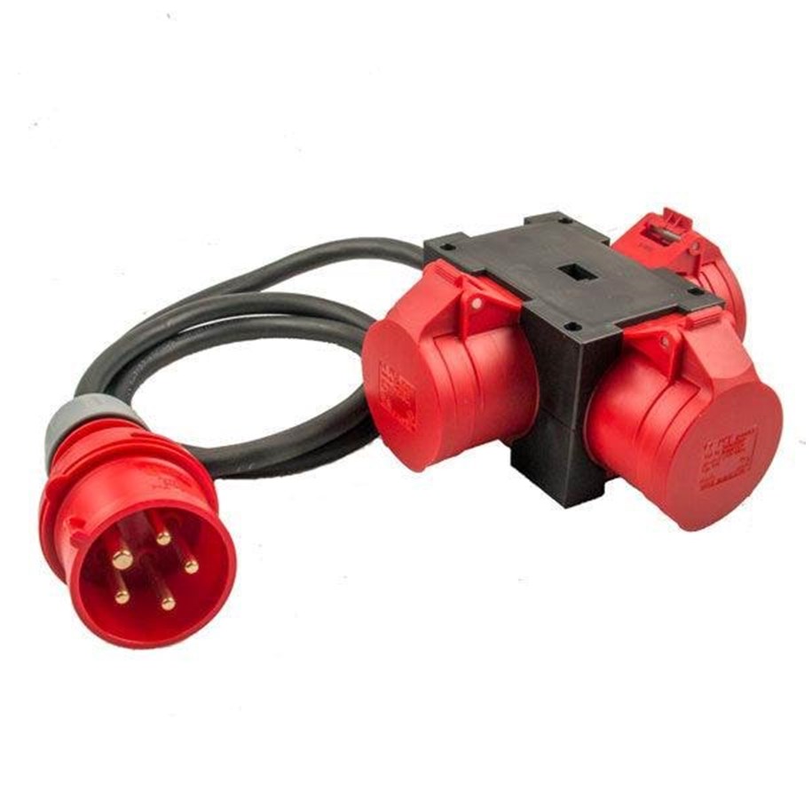 Forlængerledninger - Elworks CEE Kompaktforgrener, 400V/16A 3 udtag, 1,5M kabel - 9-956-4