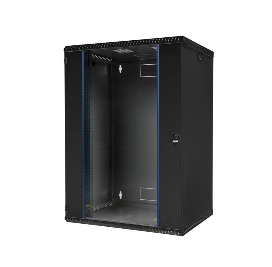 Rack skabe - BKT ELEKTRONIK Vægrack 600x600x730 15U glasdør sort - 11036601.3V