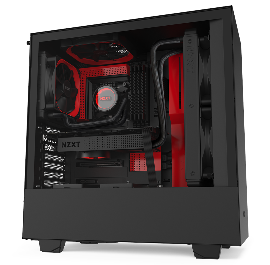 Kabinet - NZXT H510 Matte Black/Red - Kabinet - Miditower - Sort - CA-H510B-BR