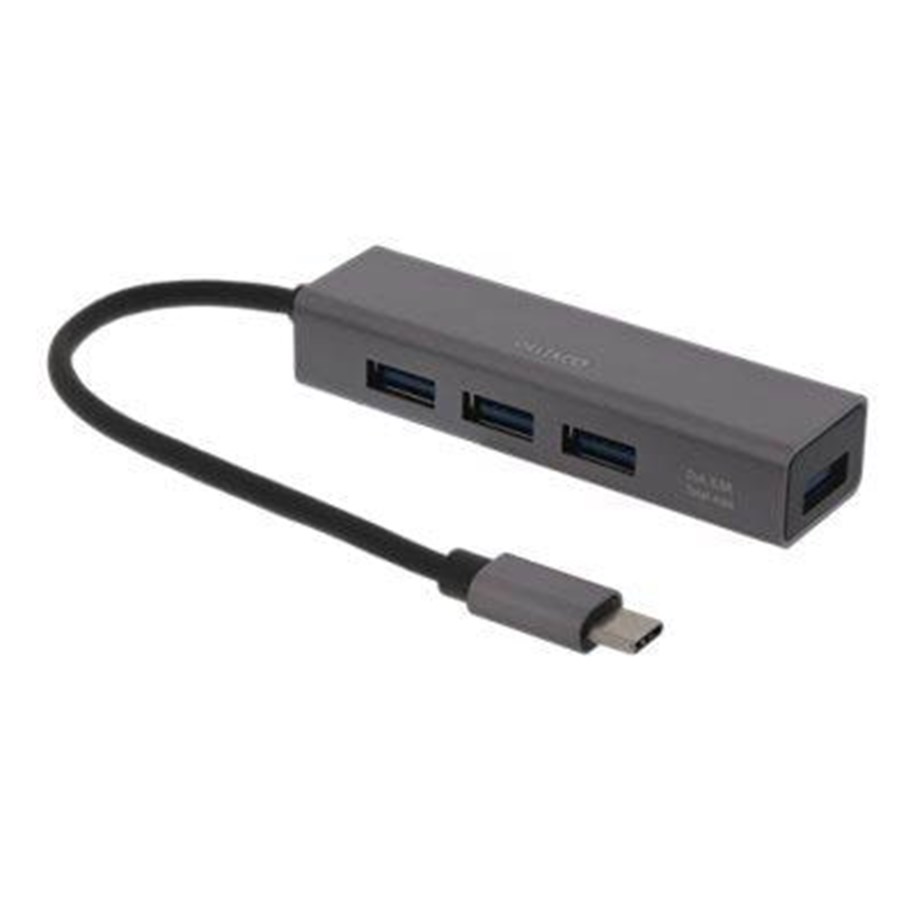 USB hub - Deltaco USB C HUB 4port Space Grey USB hub - 4 ports - Grå - USBC-HUB11