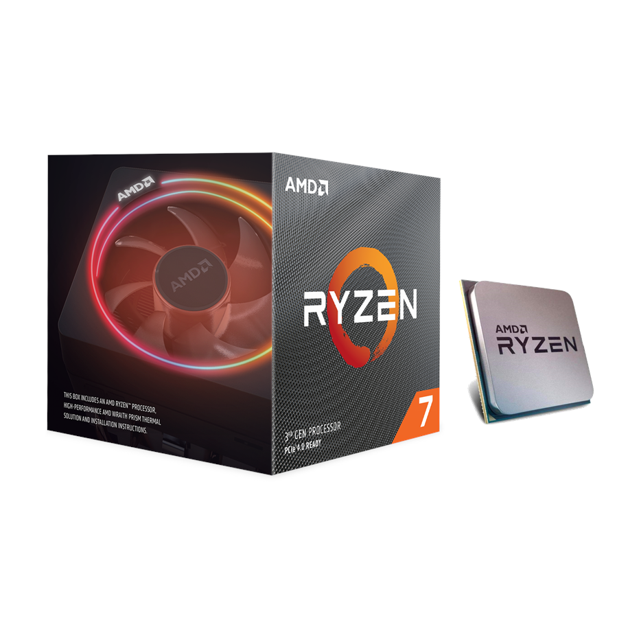 CPU - AMD Ryzen 7 3700X Wraith Prism CPU - 8 kerner - 3.6 GHz - AMD AM4 - AMD Boxed (med køler) - 100-100000071BOX