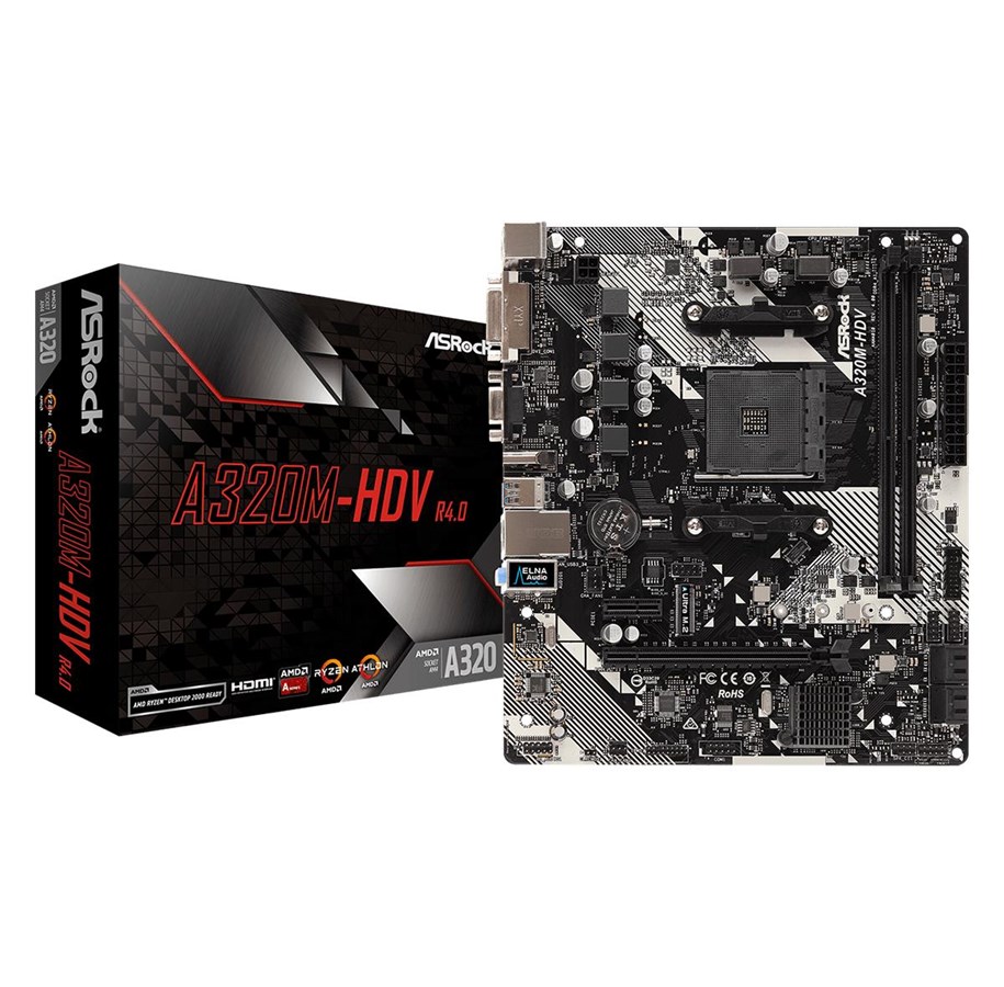 Bundkort - ASRock A320M-HDV R4.0 Bundkort - AMD A320 - AMD AM4 - DDR4 RAM - Micro-ATX - A320M-HDV R4.0