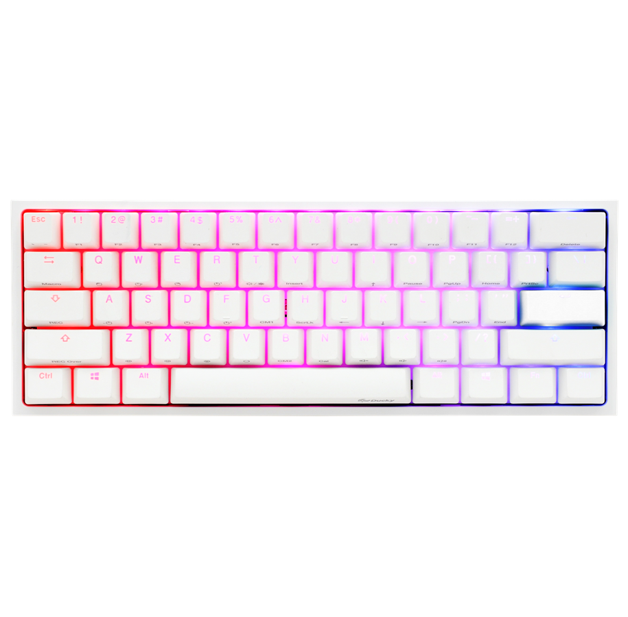 Tastatur - Ducky One 2 Mini Pure White - Cherry Blue RGB - Gaming Tastatur - Uden Numpad - Nordisk - Hvid - DKON1861ST-CFIPDWWT1