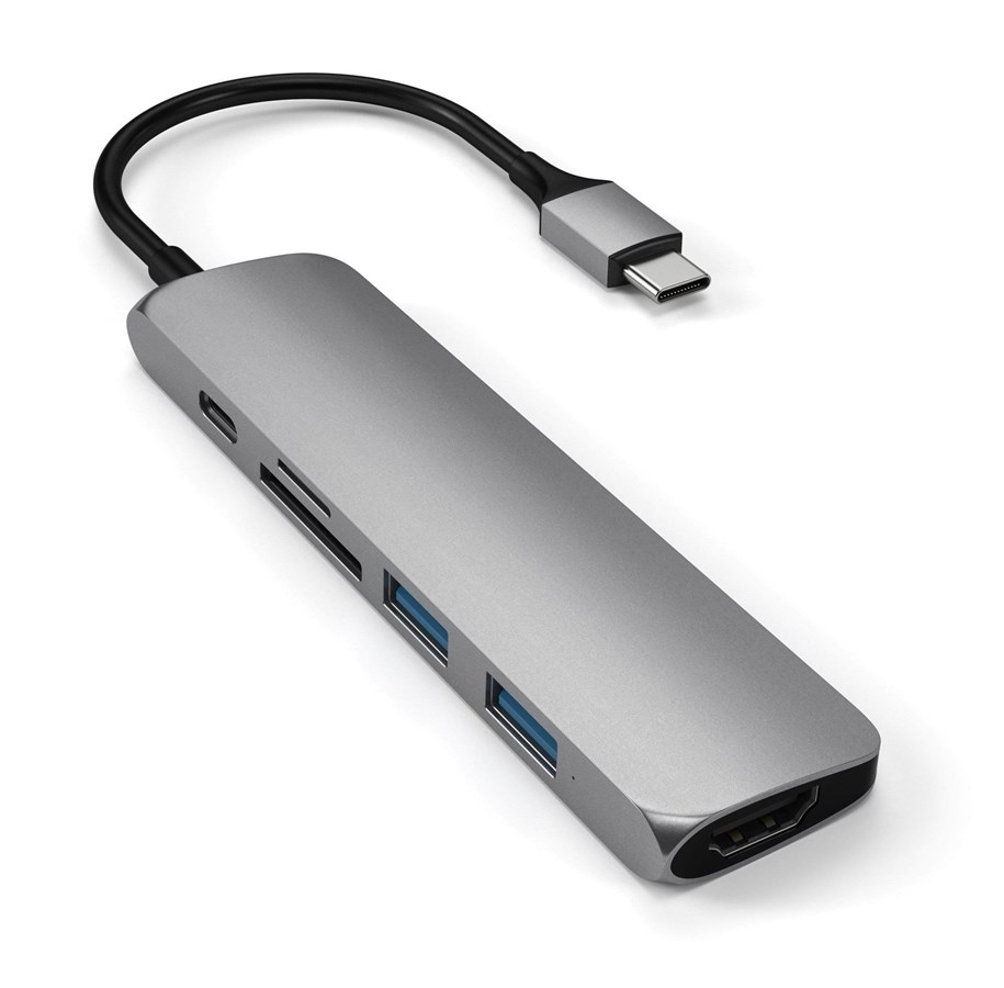 Dockingstation - Satechi Slim Aluminum Type-C Multi-Port Adapter V2 - ST-SCMA2M