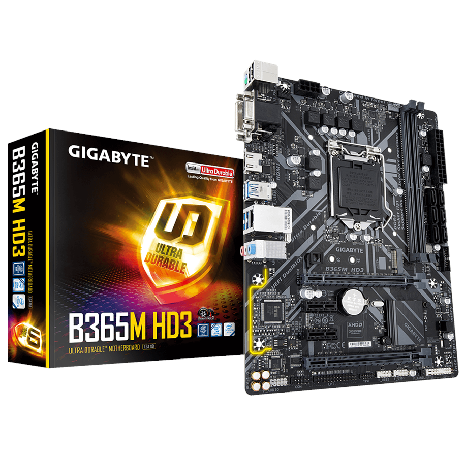 Bundkort - GIGABYTE B365M HD3 Bundkort - Intel B365 - Intel LGA1151 - DDR4 RAM - Micro-ATX - B365M HD3