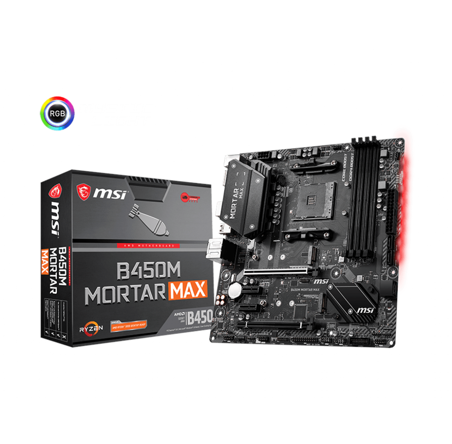Bundkort - MSI B450M MORTAR MAX Bundkort - AMD B450 - AMD AM4 socket - DDR4 RAM - Micro-ATX - B450M MORTAR MAX