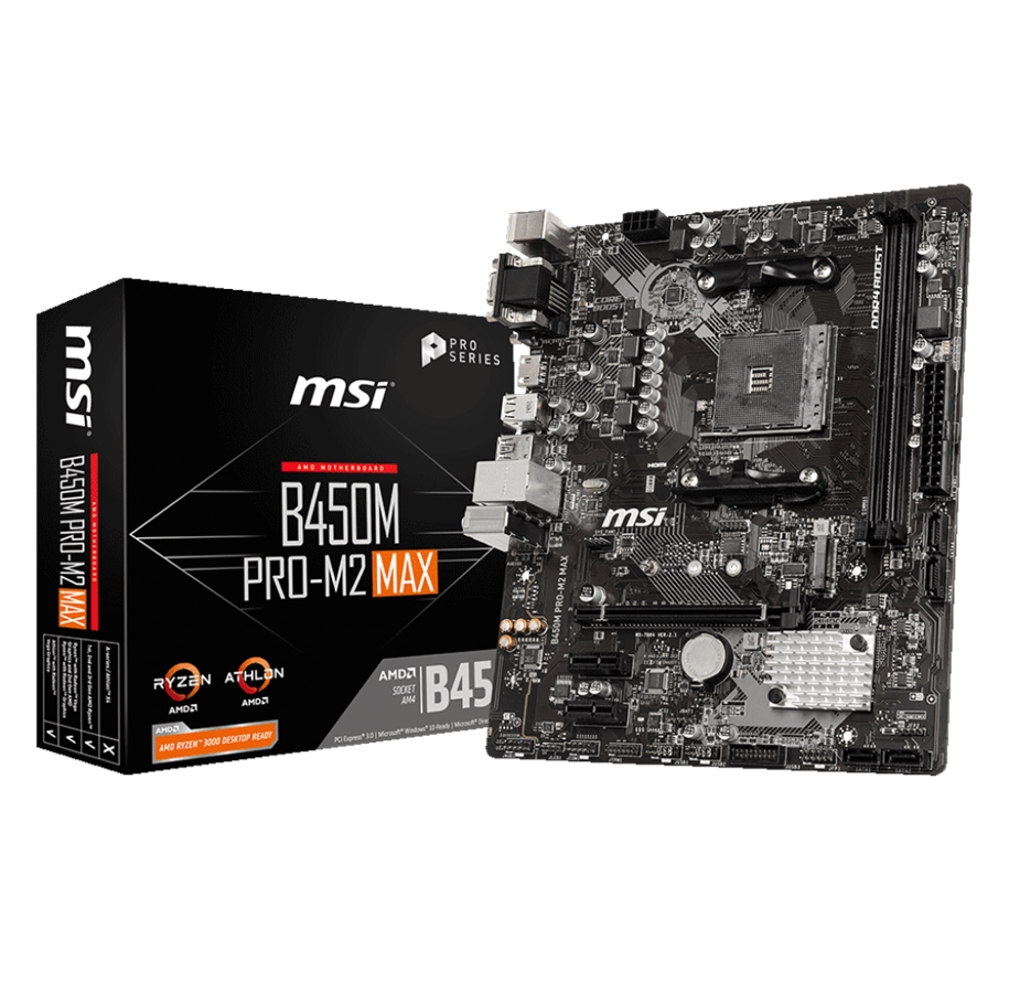 Bundkort - MSI B450M PRO-M2 MAX Bundkort - AMD B450 - AMD AM4 - DDR4 RAM - Micro-ATX - B450M PRO-M2 MAX