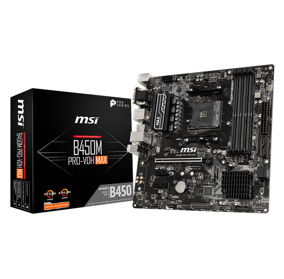Bundkort - MSI B450M PRO-VDH MAX Bundkort - AMD B450 - AMD AM4 socket - DDR4 RAM - Micro-ATX - B450M PRO-VDH MAX