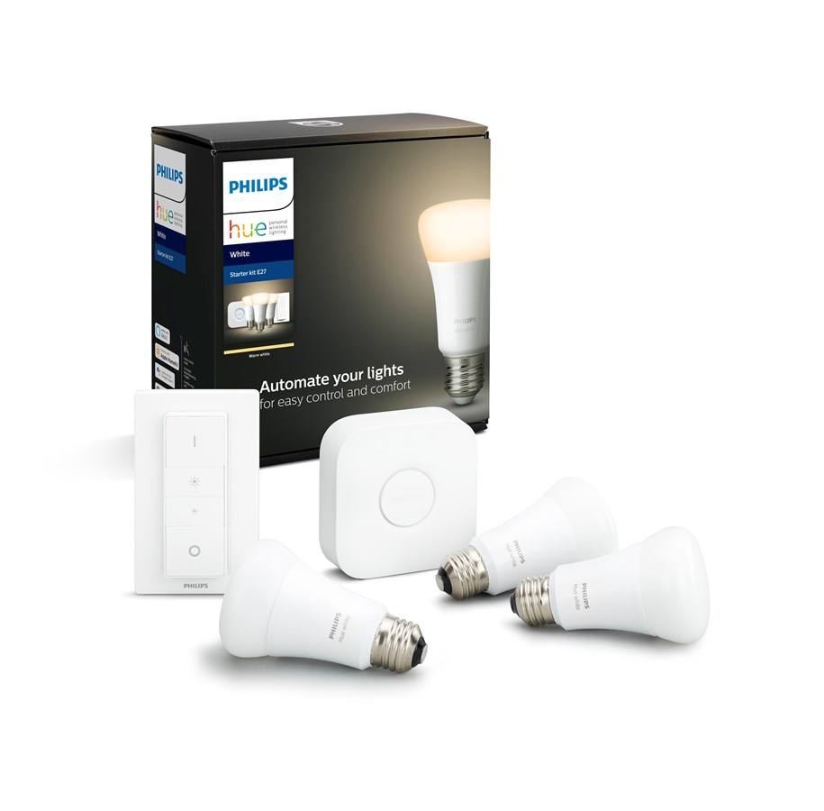 Smart Home - Philips Hue White 3xE27 Pærer + Switch Starter Kit - BT - 929001821604