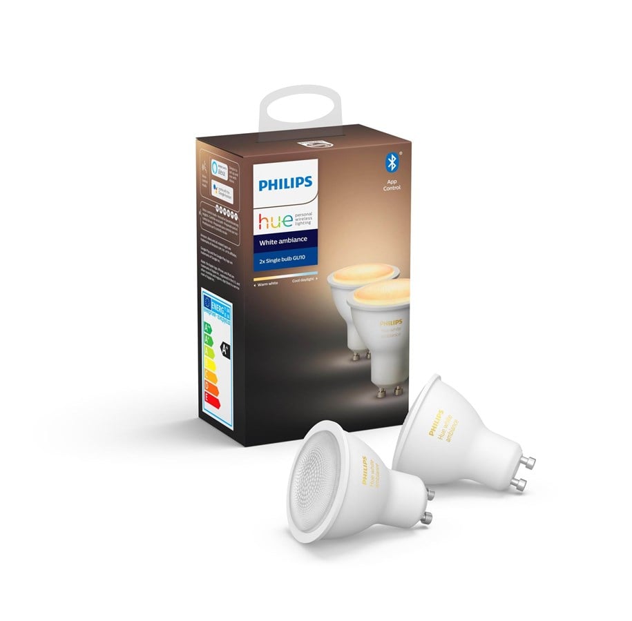 Smart Home - Philips Hue White Ambiance GU10 Pære - BT - 2-pak - 929001953303