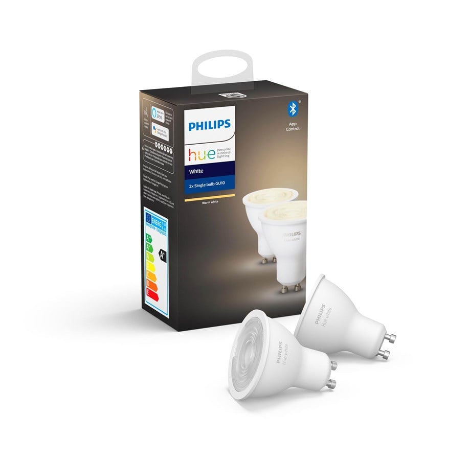 Smart Home - Philips Hue White GU10 Pære - BT - 2-pak - 929001953502