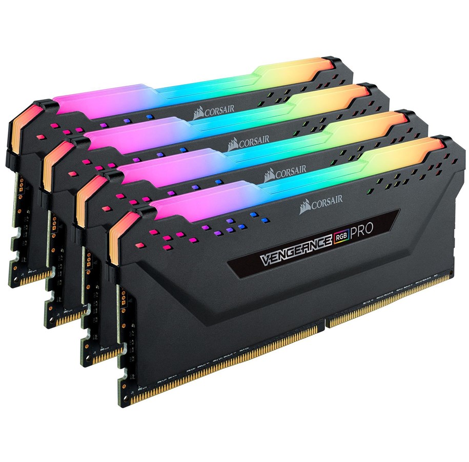 RAM - Corsair Vengeance RGB PRO DDR4-3600 - 32GB - CL18 - Quad Channel (4 pcs) - AMD Optimized & Intel XMP - Sort med RGB - CMW32GX4M4D3600C18
