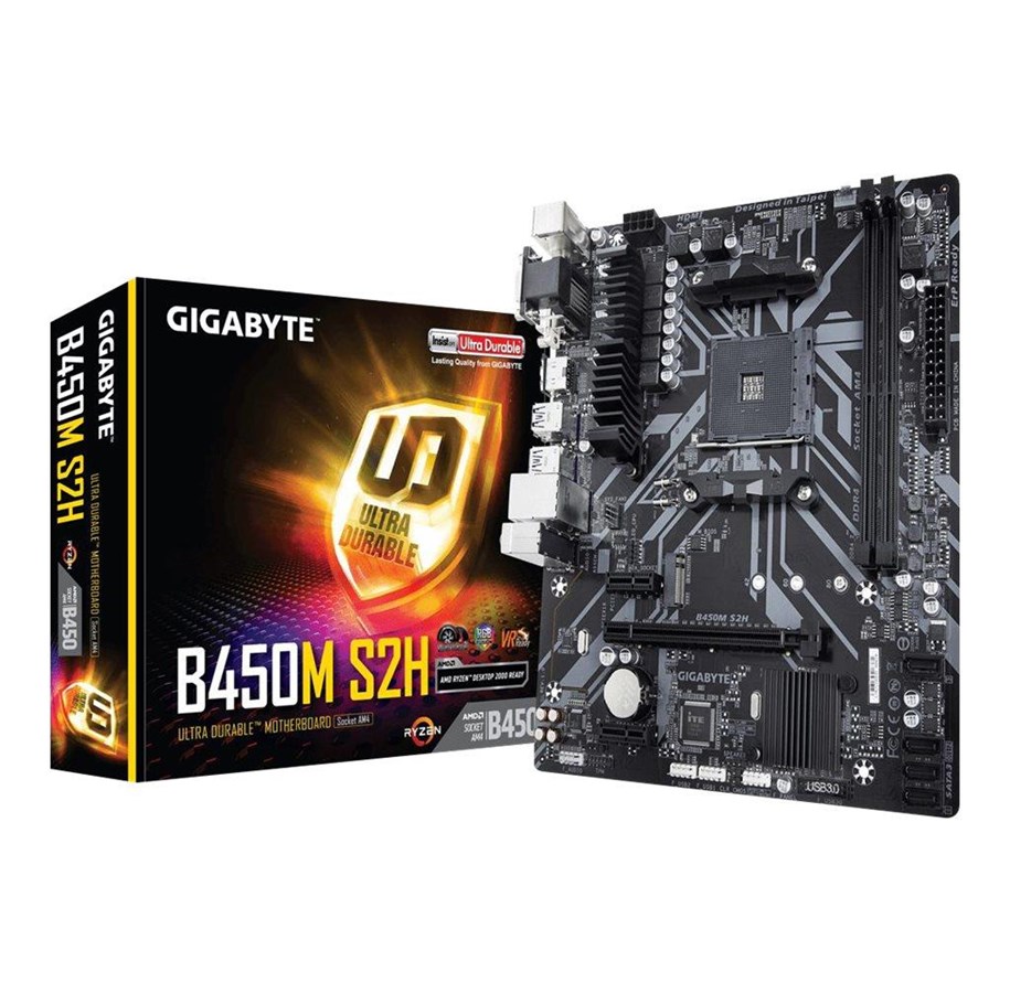 Bundkort - GIGABYTE B450M S2H Bundkort - AMD B450 - AMD AM4 socket - DDR4 RAM - Micro-ATX - B450M S2H