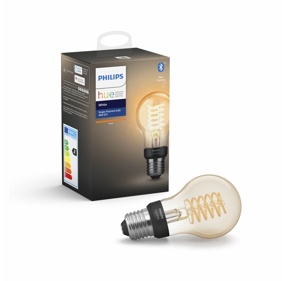 Smart Home - Philips Hue White Filament A60 E27 Pære - BT - 929002240901