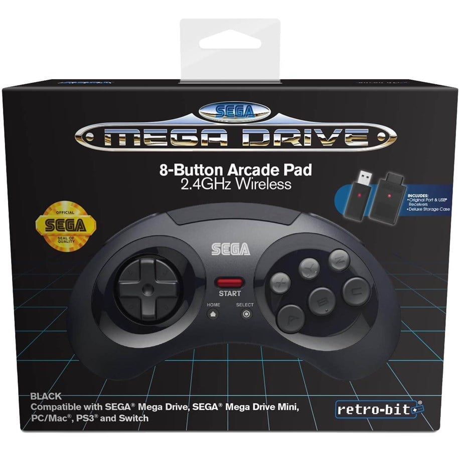 Spil tilbehør - Retro-Bit Sega Mega Drive Wireless Controller - Black - Wireless Controller - MAC - 7350002937266