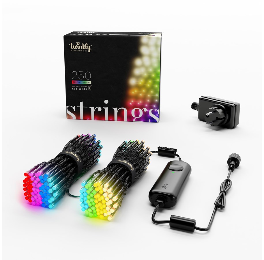 Smart Home - Twinkly Strings – 250 App-Controlled RGB + Warm White LEDs. 20 Meters. Black Wire. - TWS250SPP-BEU