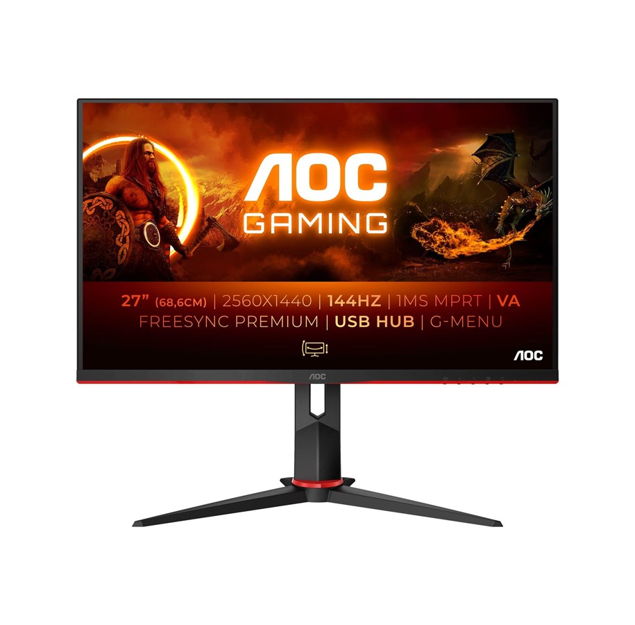 Skærm - 27" AOC Q27G2U - 2560x1440 (QHD) - 144Hz - VA - Q27G2U/BK