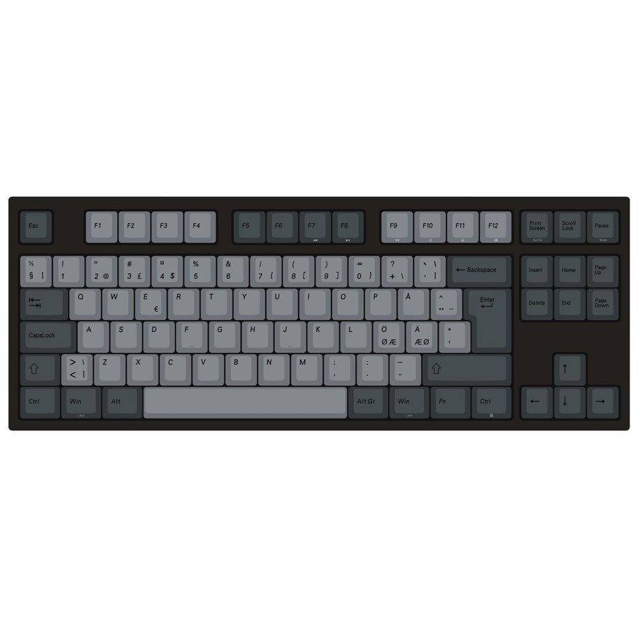 Tastatur - Varmilo VA88M Ink Rhyme - MX Red - Gaming Tastatur - Uden Numpad - Nordisk - Grå - VA88MR2W/LLH2X