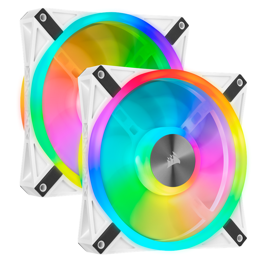Kabinet Køler - Corsair iCUE QL140 RGB - White - 2-pack - Kabinet køler - 140mm - Hvid med RGB - 26 dBA - CO-9050106-WW