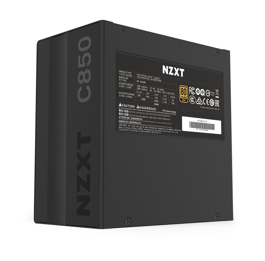 Strømforsyning - NZXT C-Series Gold C850 Strømforsyning - 850 Watt - 120 mm - ATX - 80 Plus Gold certified - NP-C850M-EU