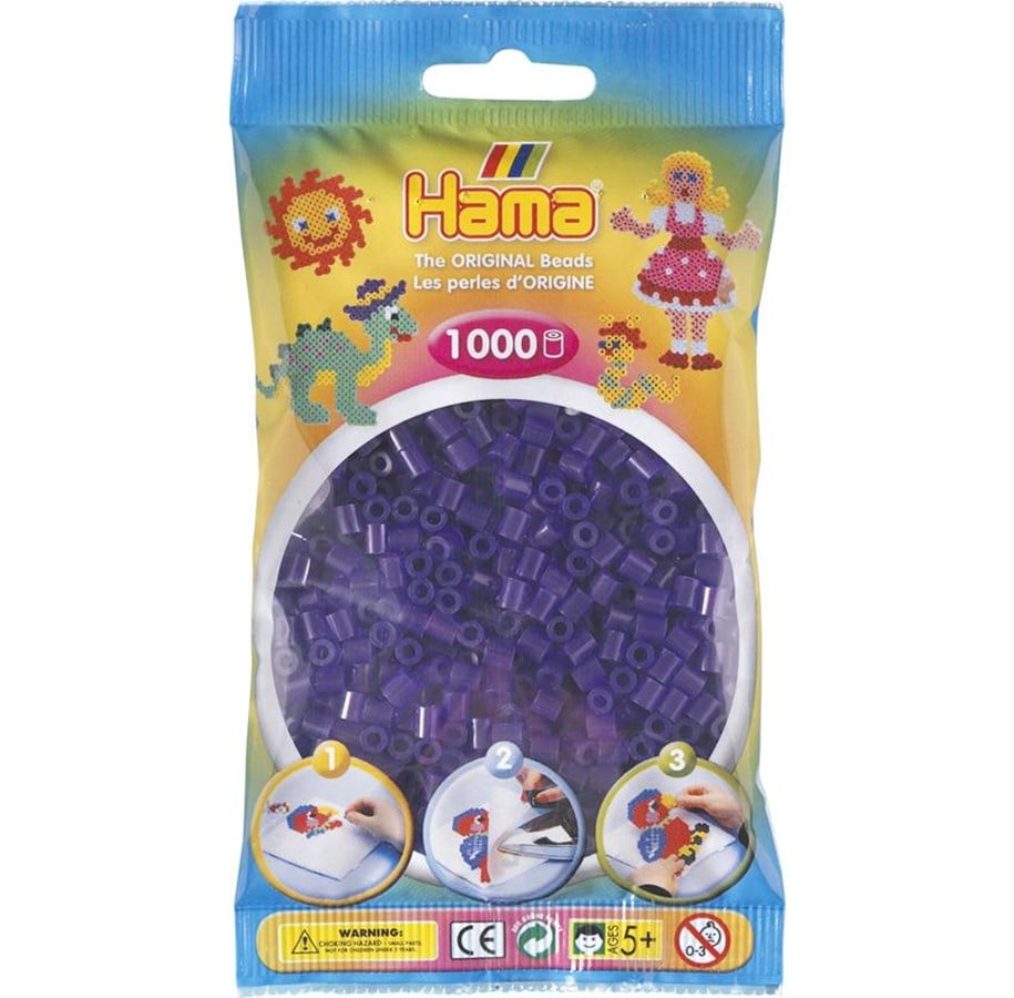 Kreativt Legetøj - Hama Ironing beads-purple transparent (024) 1000pcs. - 207-24
