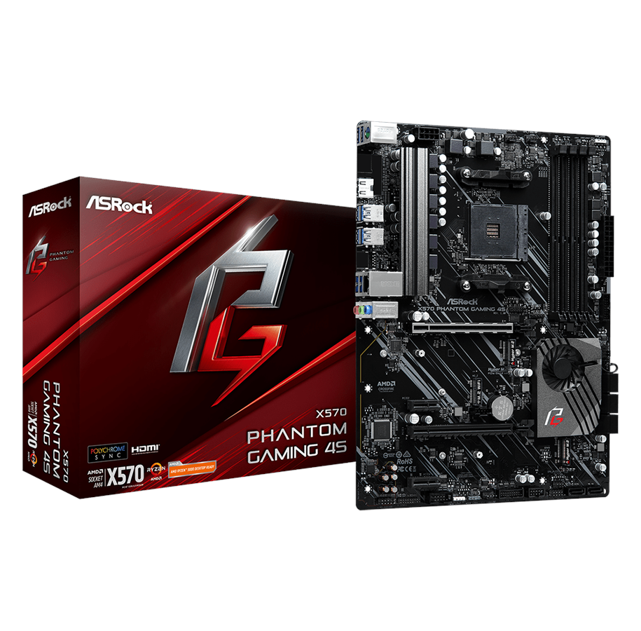 Bundkort - ASRock X570 Phantom GAMING 4S Bundkort - AMD X570 - AMD AM4 socket - DDR4 RAM - ATX - 90-MXBBY0-A0UAYZ
