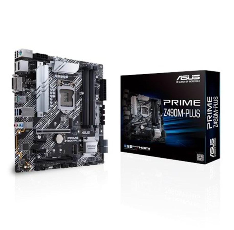 Bundkort - ASUS PRIME Z490M-PLUS Bundkort - Intel Z490 - Intel LGA1200 socket - DDR4 RAM - ATX - 90MB12W0-M0EAY0