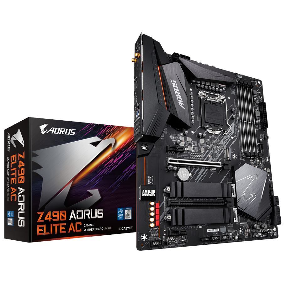 Bundkort - GIGABYTE Z490 AORUS ELITE AC Bundkort - Intel Z490 - Intel LGA1200 socket - DDR4 RAM - ATX - Z490 AORUS ELITE AC