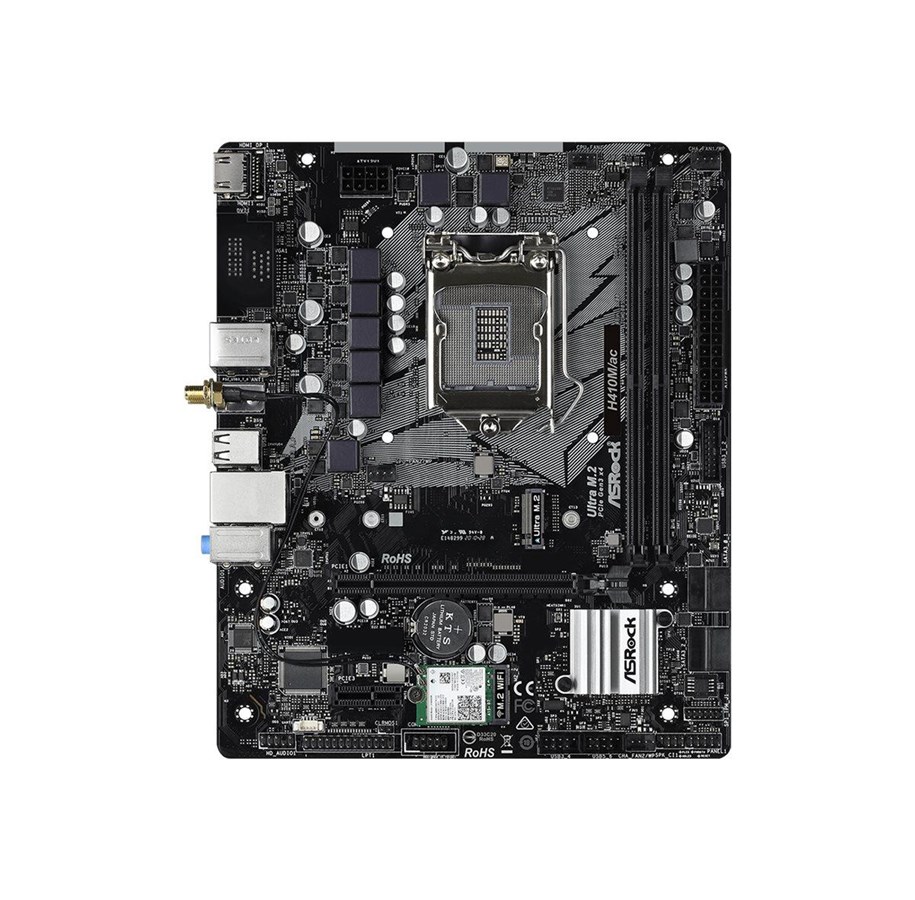 Bundkort - ASRock H410M/ac µ Bundkort - Intel H410 - Intel LGA1200 socket - DDR4 RAM - Micro-ATX - 90-MXBDT0-A0UAYZ