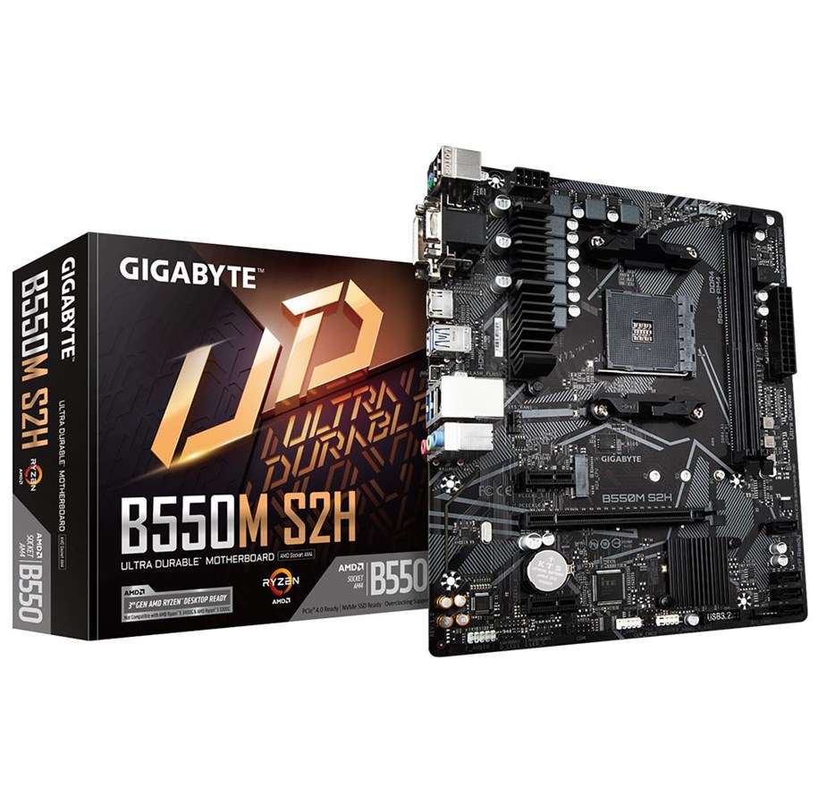 Bundkort - GIGABYTE B550M S2H Bundkort - AMD B550 - AMD AM4 socket - DDR4 RAM - Micro-ATX - B550M S2H