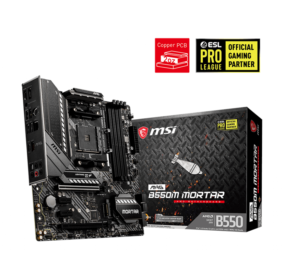 Bundkort - MSI MAG B550M MORTAR Bundkort - AMD B550 - AMD AM4 - DDR4 RAM - Micro-ATX - MAG B550M MORTAR