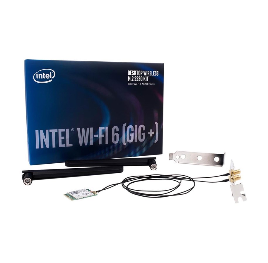 Netværksadapter (netkort, printserver mv.) - Intel AX200 Wi-Fi 6 + BT 5.0 / Desktop Kit / With vPro - AX200.NGWG.DTK / 999VGD