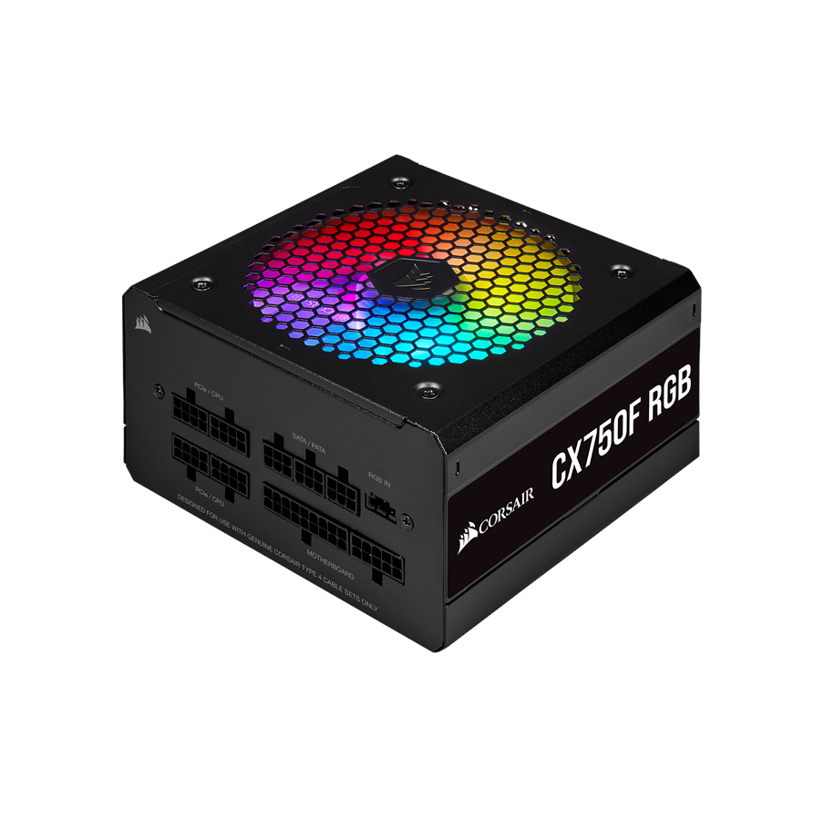 Strømforsyning - Corsair CX750F RGB - Black Strømforsyning - 750 Watt - 120 mm - ATX - 80 Plus Bronze certified - CP-9020218-EU